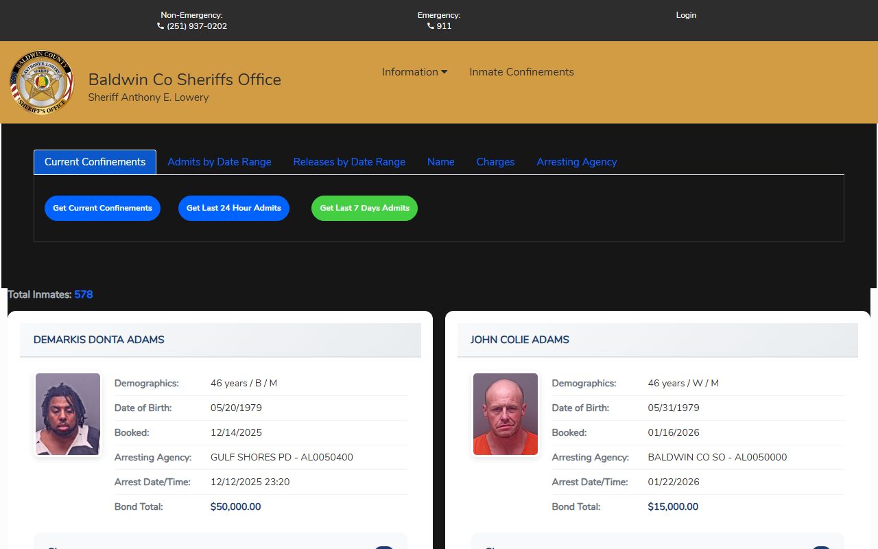 Baldwin County released inmates Citizen Connect booking search portal