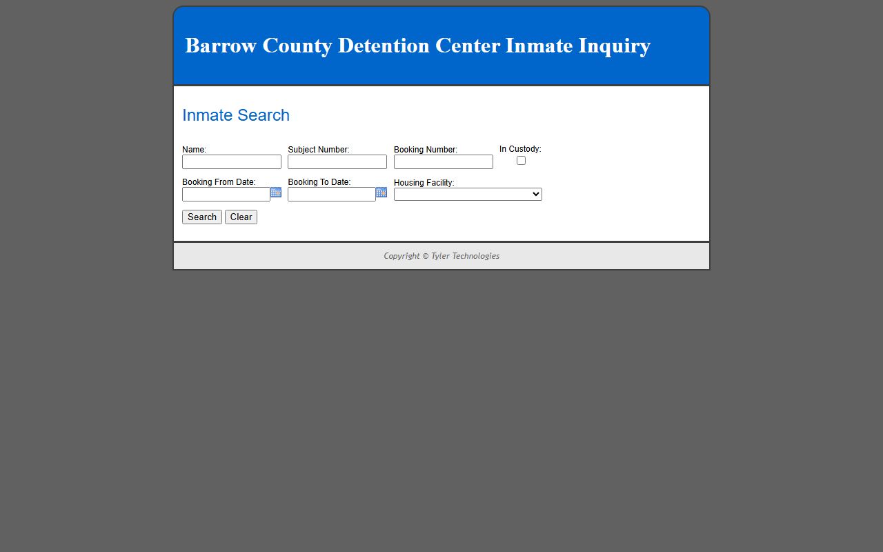 Barrow County released inmates Tyler Technologies inmate inquiry system