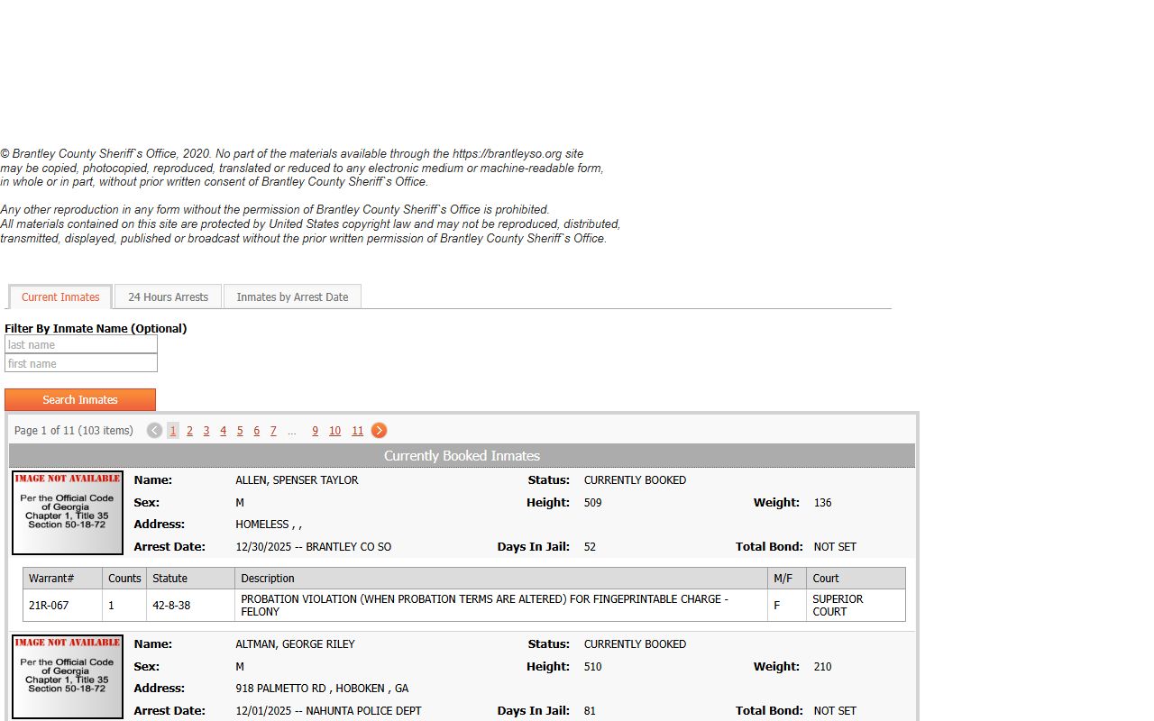 Berrien County released inmates jail roster page