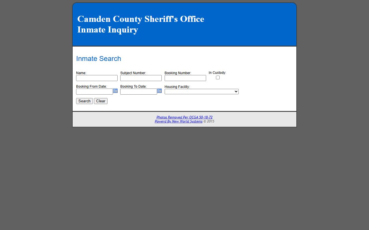 Camden County released inmates inmate inquiry search portal