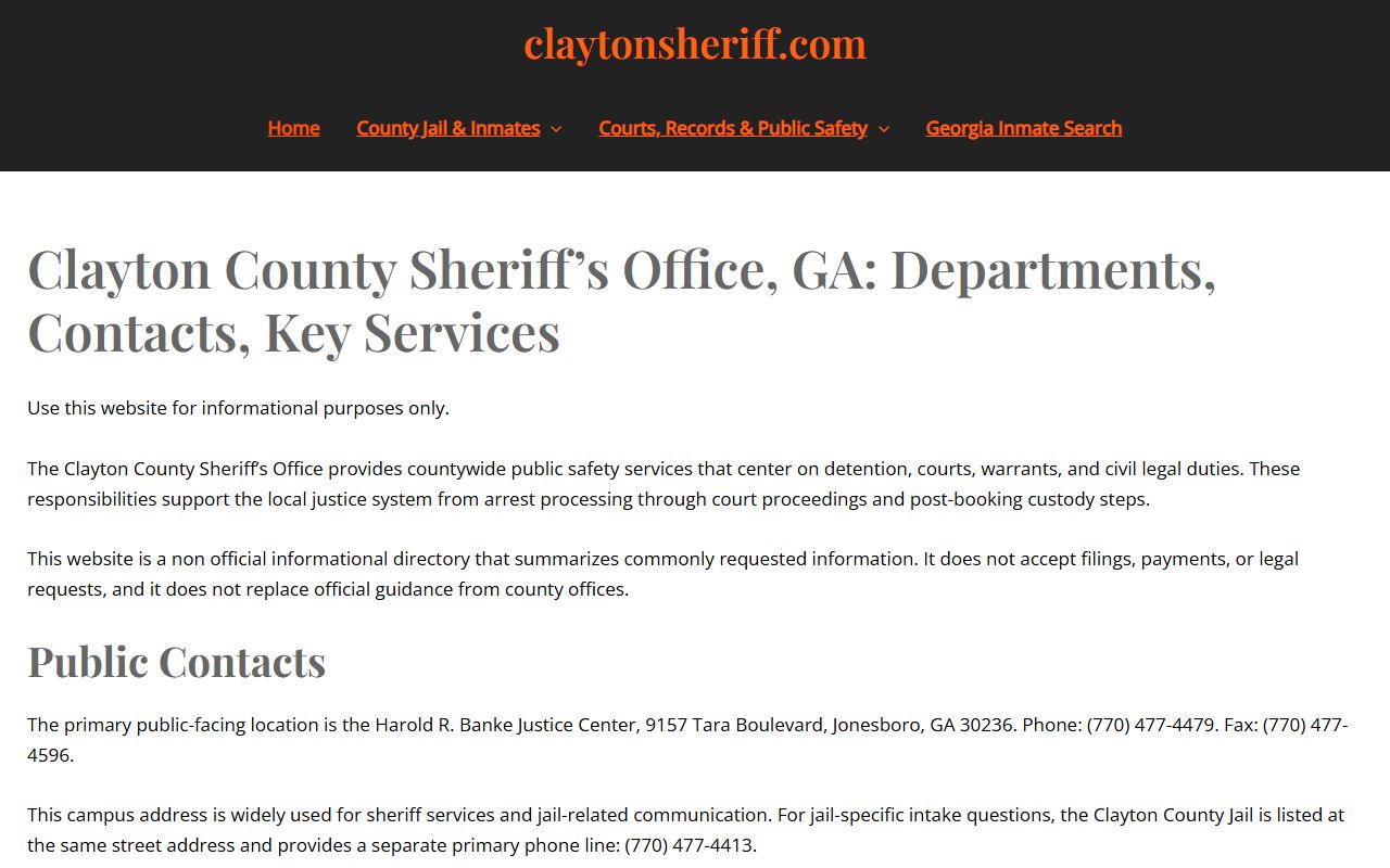 Clayton County released inmates Sheriff Office homepage