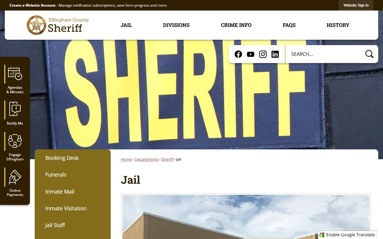 Effingham County released inmates jail information page