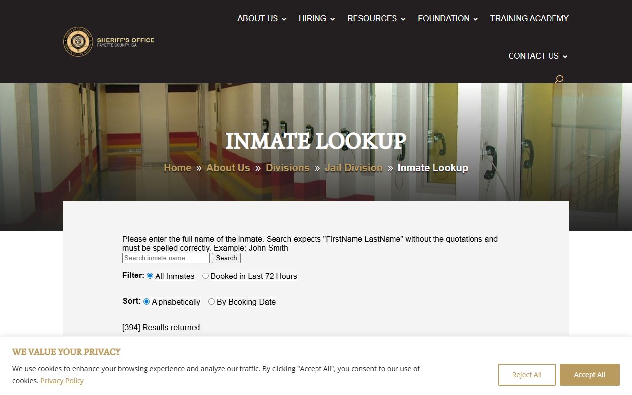 Fayette County released inmates inmate lookup tool