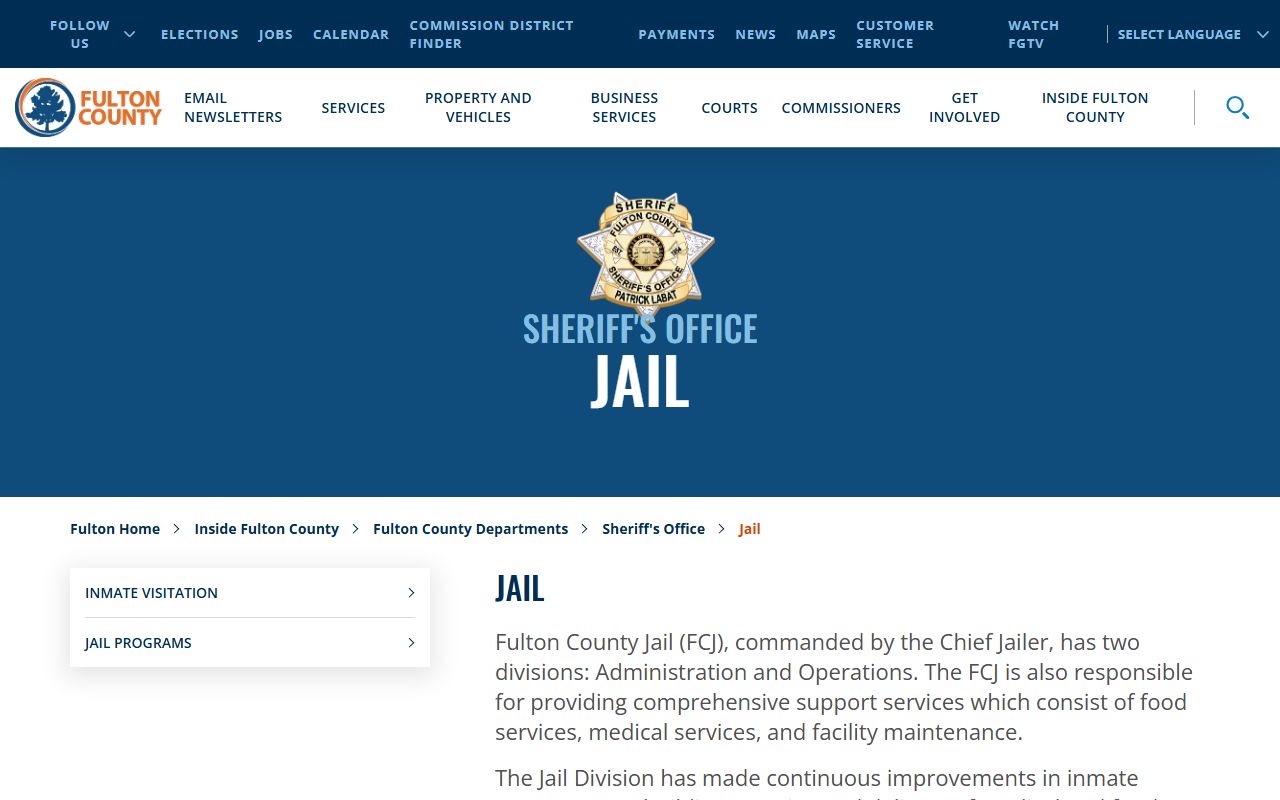 Fulton County released inmates government jail information page