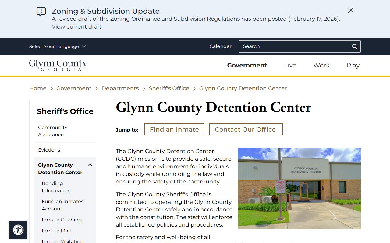 Glynn County released inmates detention center page