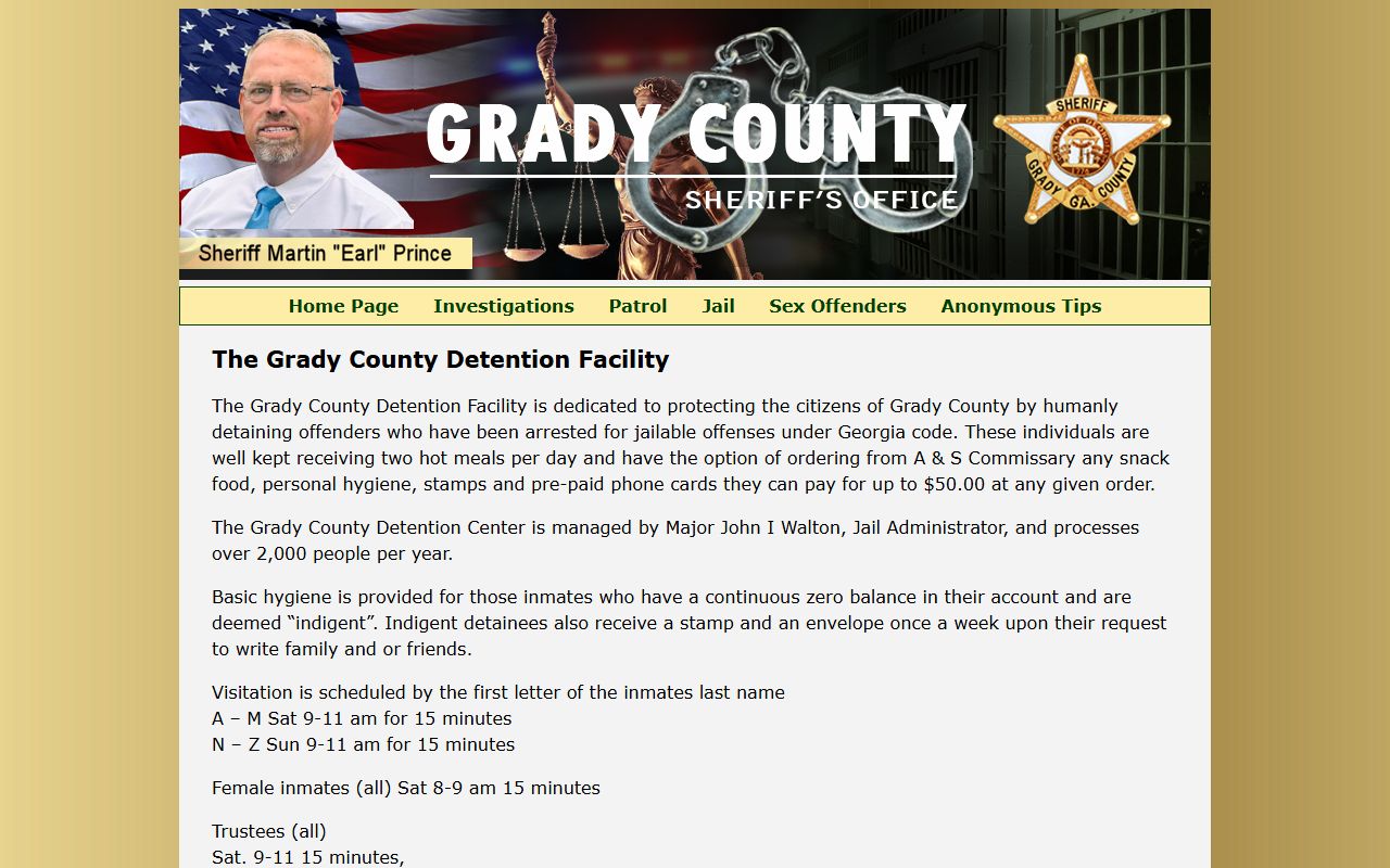 Grady County released inmates jail information page