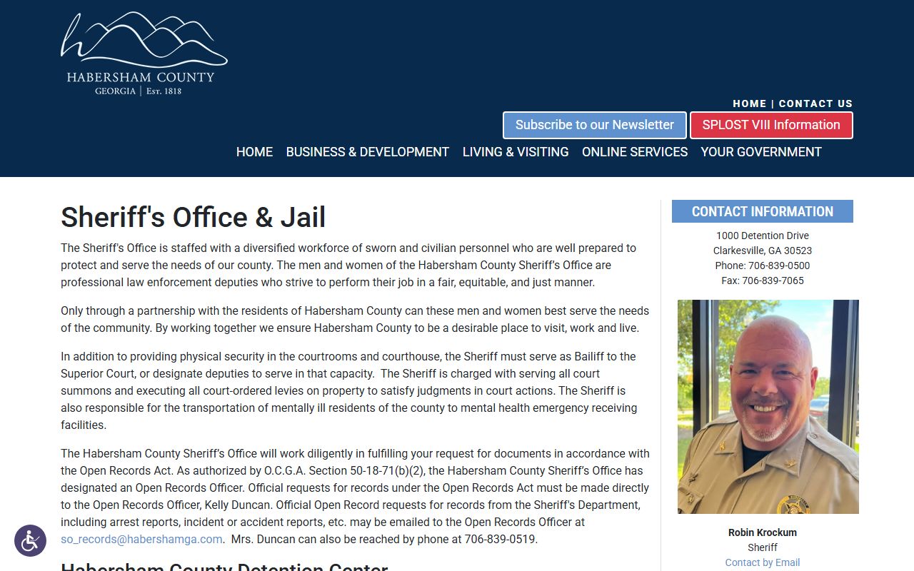 Habersham County released inmates county government page for sheriff and jail