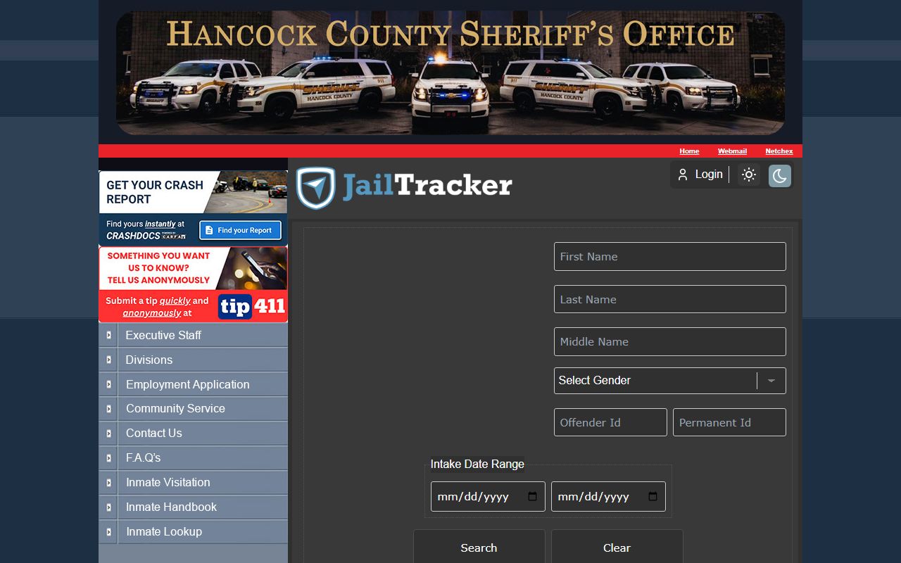 Hancock County released inmates online inmate roster listing