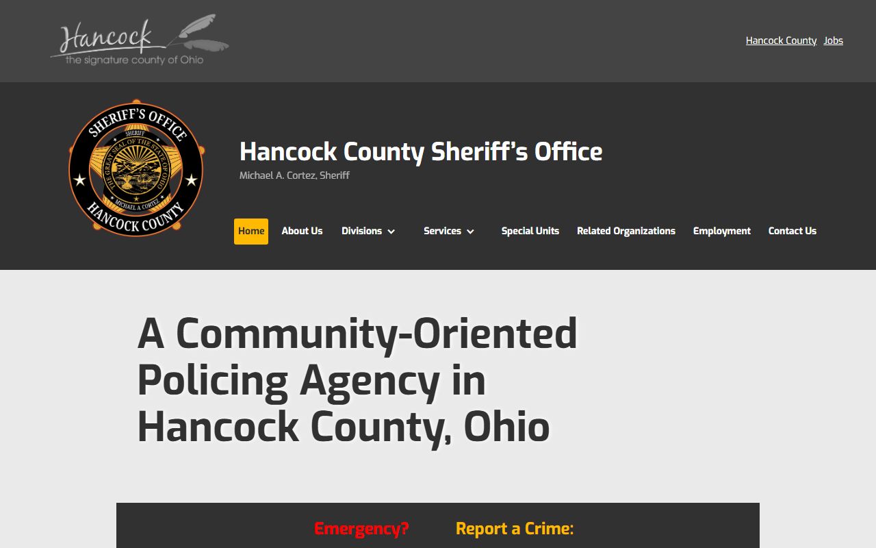 Hancock County released inmates Sheriff Office website homepage