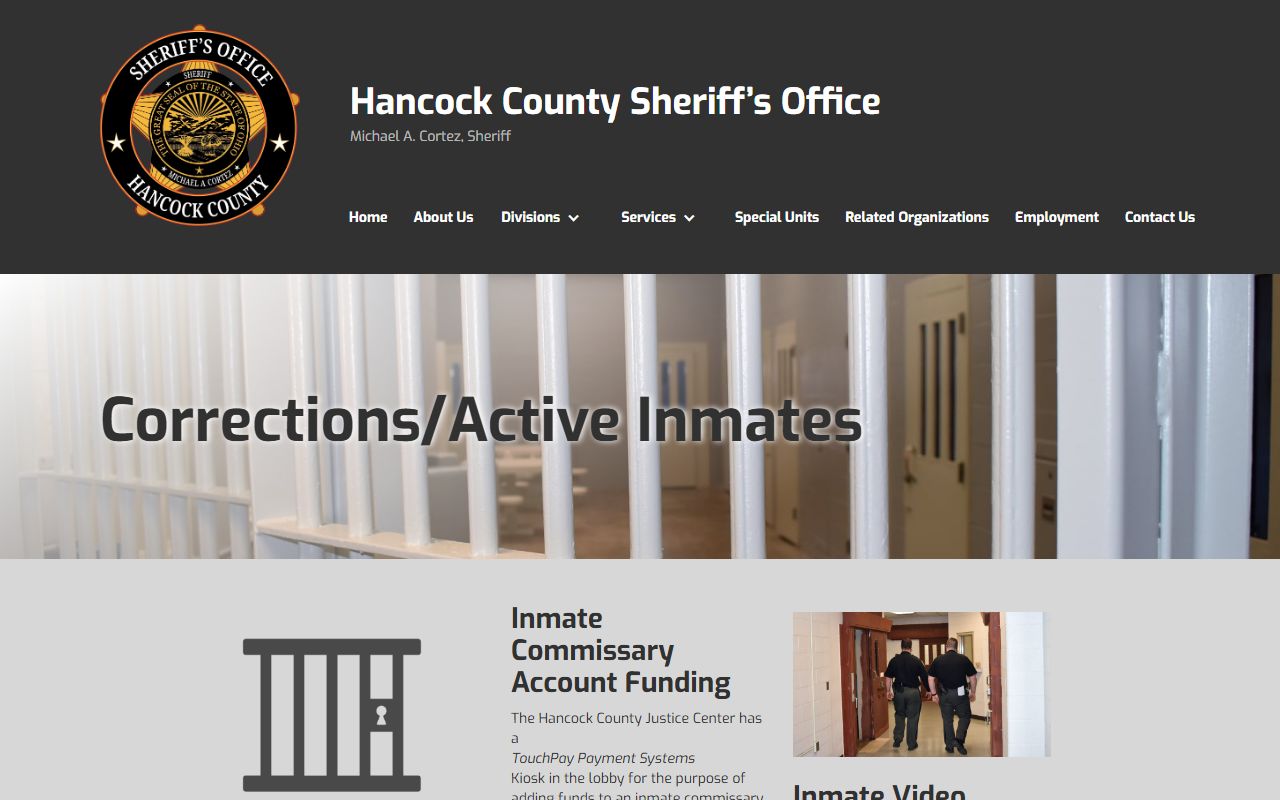 Hancock County released inmates corrections page on sheriff website