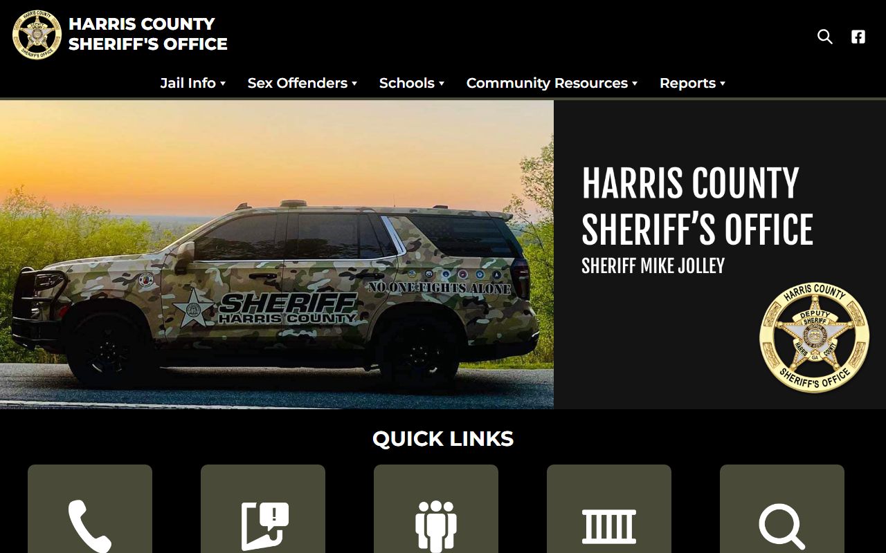 Harris County released inmates Sheriff Office website homepage